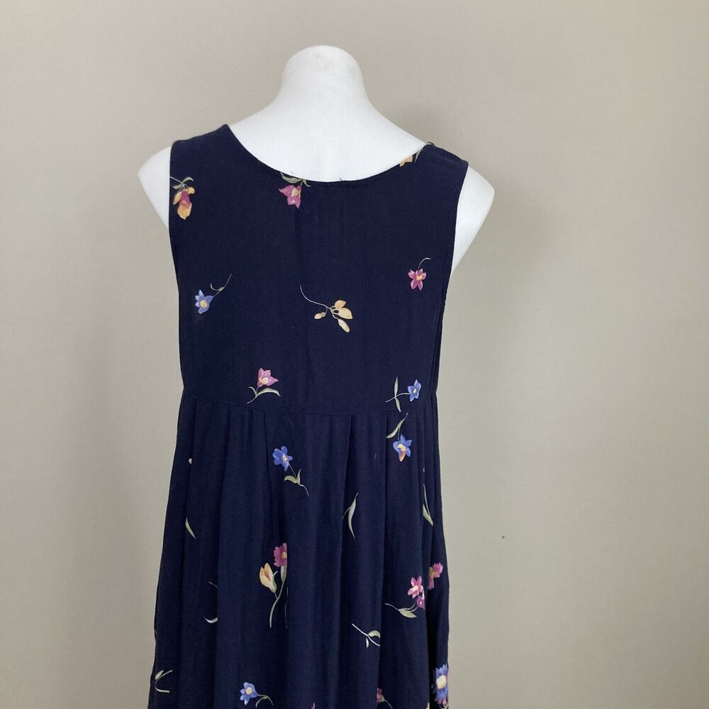 Vintage 90s Grunge Express Floral Sundress Button Up Maxi Dress Navy Women Large - Picture 6 of 8